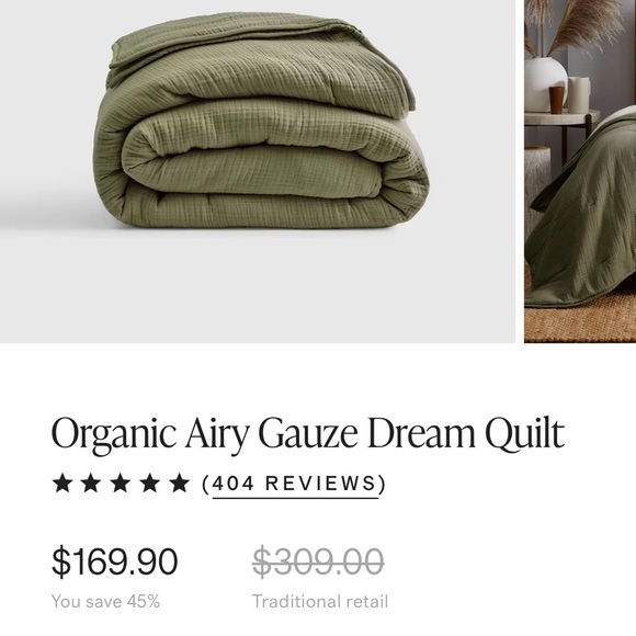 BNWT Quince Organic Airy Gauze Dream Quilt KING/CAL KING - Picture 3 of 4